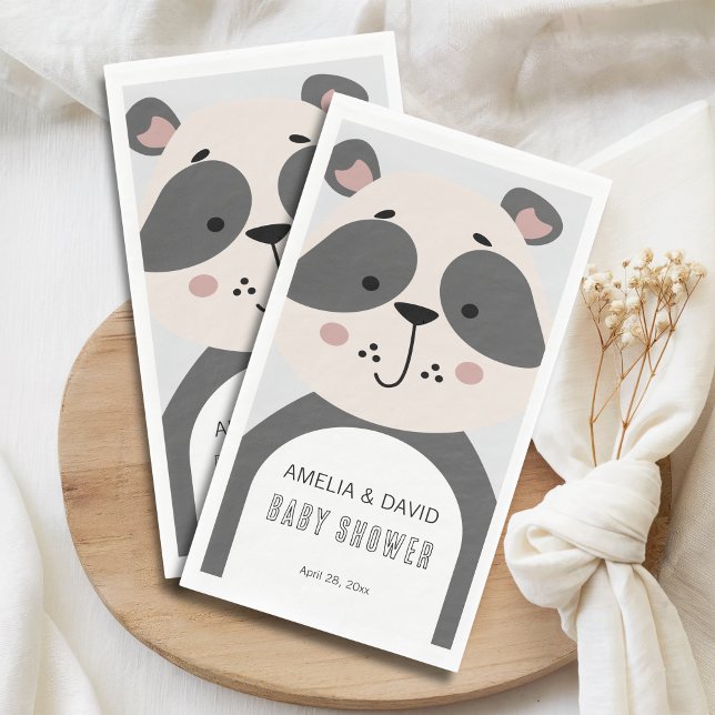 Soft Grey Panda Neutral Baby Shower Table Napkin (Creator Uploaded)