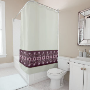 Soft Grey Plum Burgundy With Pastel Pink Shower Curtain