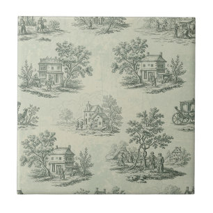 Soft Grey Rustic Farm Toile Countryside Ceramic Tile