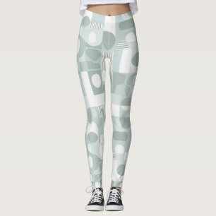 Soft Grey Sage Balance Abstract Pattern Leggings