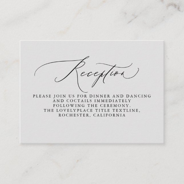 Soft Grey Wedding Reception Information  Enclosure Card (Front)