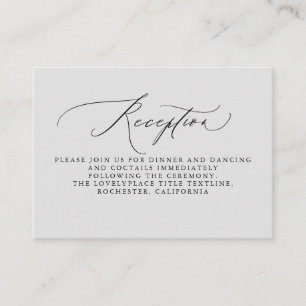 Soft Grey Wedding Reception Information  Enclosure Card