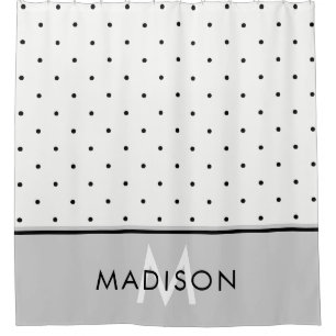 Soft Grey with Black and White Polka Dots Shower Curtain