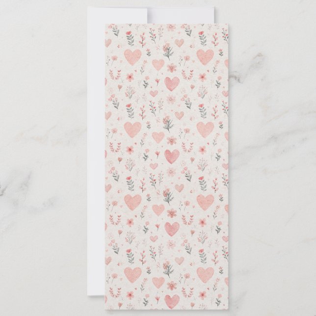Soft Heart Floral Pattern Invitation (Front)