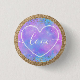 Soft Heart on pastel gradient ombre Love 3 Cm Round Badge