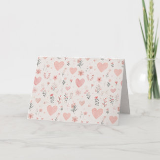 Soft Heart Pattern Thank You Card