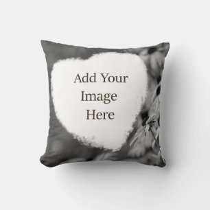 Soft Heart Shape Black and White Add Your Photo Cushion