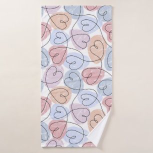 Soft Hearts: Continuous Line Valentine's Bath Towel