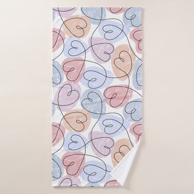 Soft Hearts: Continuous Line Valentine's Bath Towel (Bath Towel)