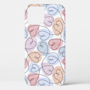 Soft Hearts: Continuous Line Valentine's iPhone 12 Case