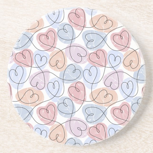 Soft Hearts: Continuous Line Valentine's Coaster (Front)