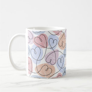 Soft Hearts: Continuous Line Valentine's Coffee Mug