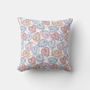 Soft Hearts: Continuous Line Valentine's Cushion