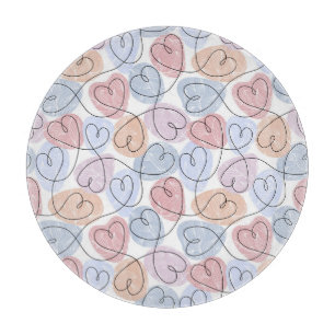 Soft Hearts: Continuous Line Valentine's Cutting Board