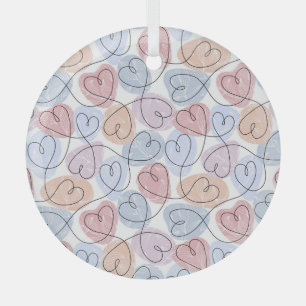 Soft Hearts: Continuous Line Valentine's Glass Tree Decoration