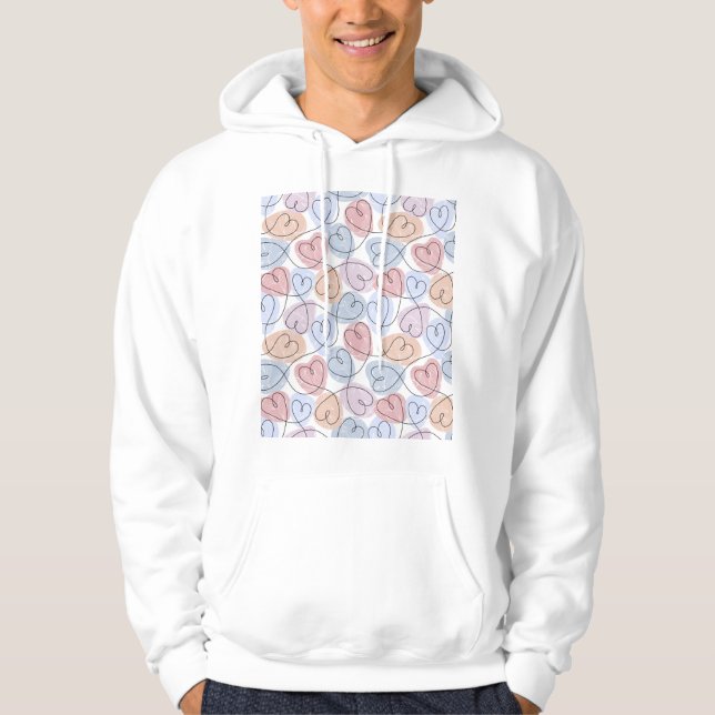 Soft Hearts: Continuous Line Valentine's Hoodie (Front)