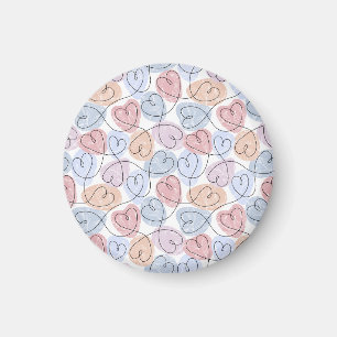 Soft Hearts: Continuous Line Valentine's Magnet
