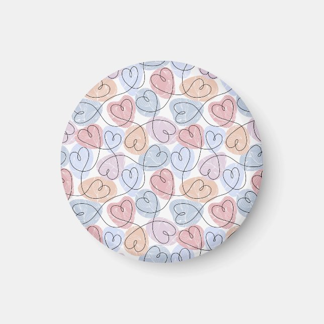 Soft Hearts: Continuous Line Valentine's Magnet (Front)