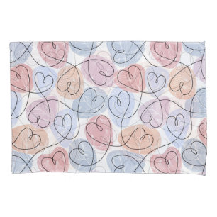 Soft Hearts: Continuous Line Valentine's Pillowcase