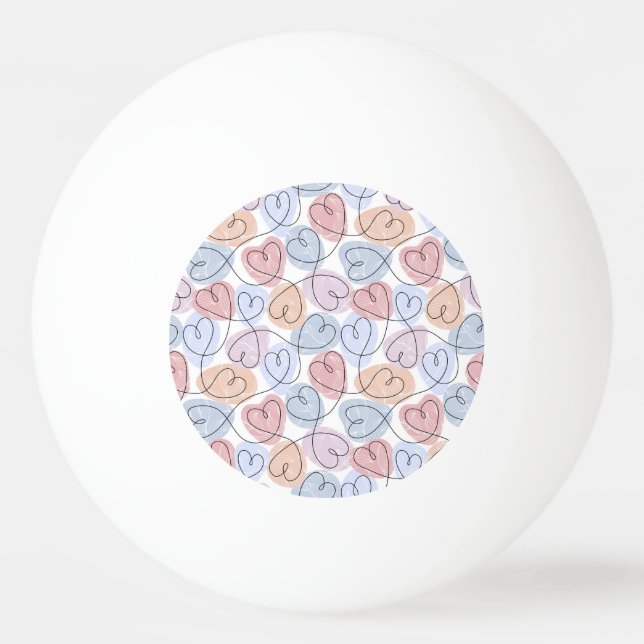 Soft Hearts: Continuous Line Valentine's Ping Pong Ball (Front)