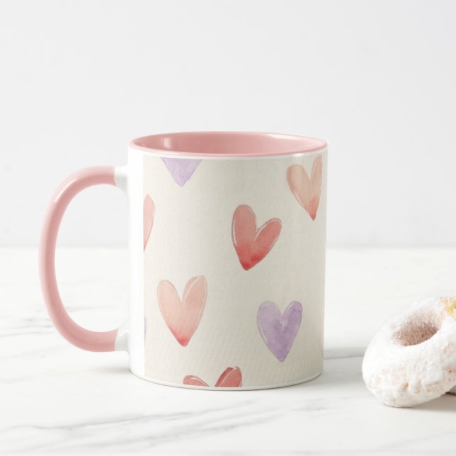 soft hearts Mug (With Donut)