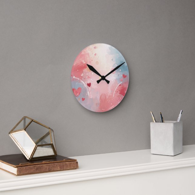 Soft Heartscape Round Clock (Office)