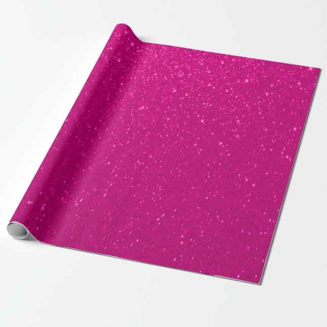 Soft Hot Pink Glitter Print Wrapping Paper (Unrolled)