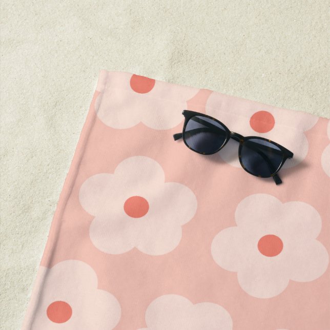 Soft Hue Peach Blooms Beach Towel (In Situ)