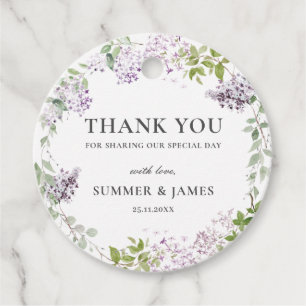  Soft Hued Lilac Purple Floral Wedding Thank You   Favour Tags