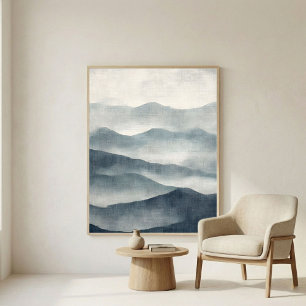 Soft Indigo Abstract Terrain Wall Art
