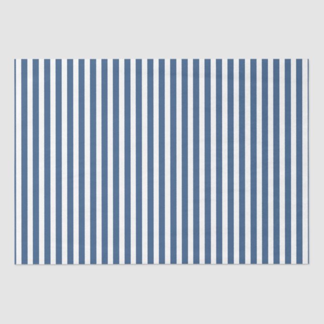 Soft Iris Blue and White Cabana Stripe Pattern Tissue Paper (Front)