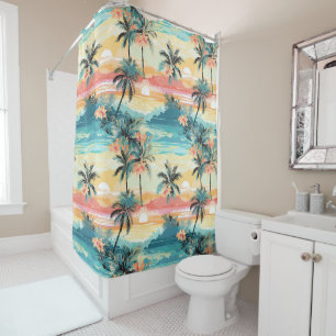Soft Island Horizon Shower Curtain