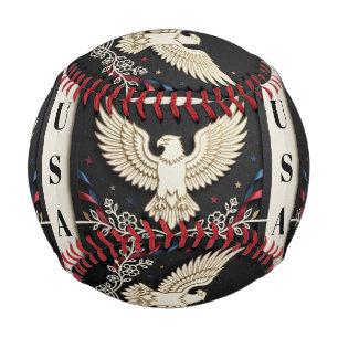 Soft Ivory American Art Patriotic Eagle US Vintage Baseball