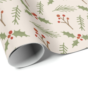 Soft Ivory Botanical Berries Gift Wrap