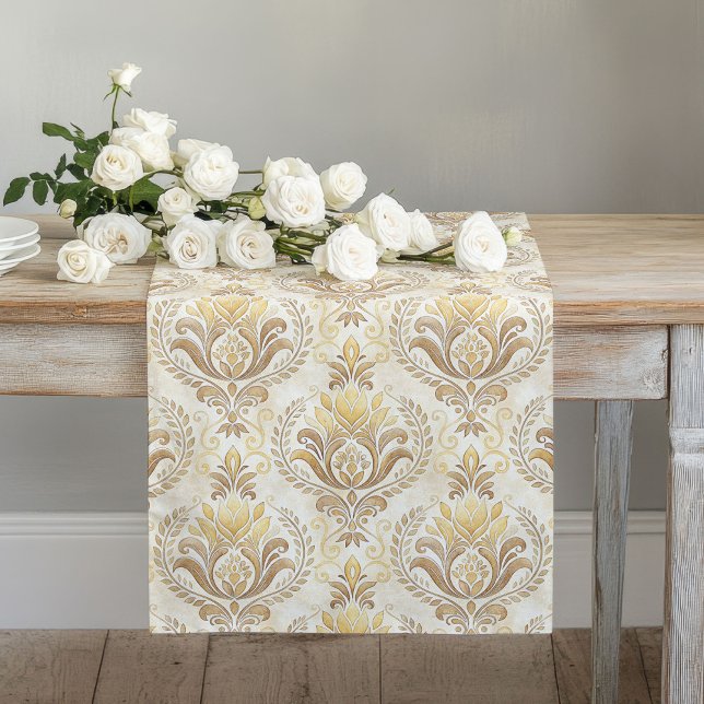 Soft Ivory Damask Table Runner Wedding or Event (Soft Ivory Damask Table Runner Wedding or Event)