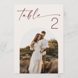 Soft Ivory Elegant Photo Wedding Table Number