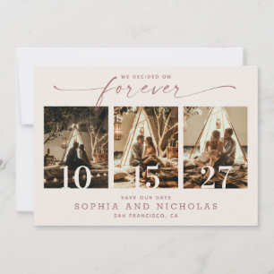Soft Ivory Elegant Wedding   Three Photo Modern Save The Date