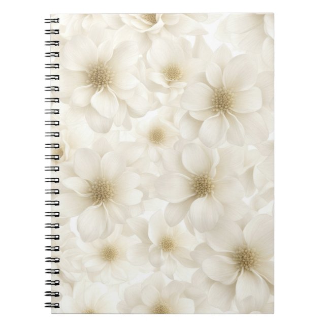 Soft Ivory Floral Abstract Notebook (Front)