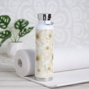 Soft Ivory Floral Abstract Water Bottle