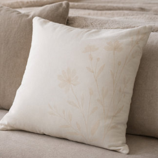 Soft Ivory Florals Throw Pillow