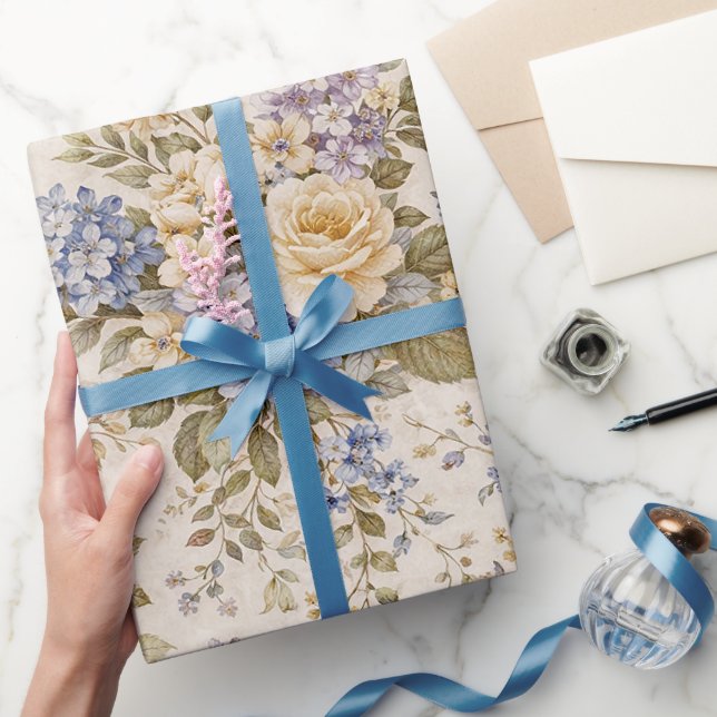 Soft Ivory Garden Bloom Wrapping Paper (Gifting)