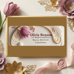 Soft Ivory Gold Ornate Baroque Tulip Grandeur Chic Return Address Label