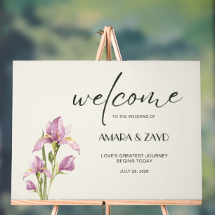 Soft Ivory & Iris Wedding Welcome Acrylic Sign