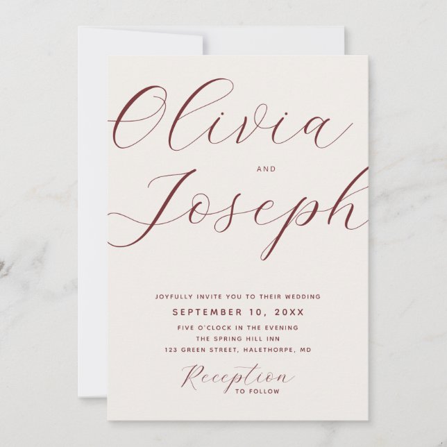 Soft Ivory Modern Script Wedding | Photo & QR Code Invitation (Front)