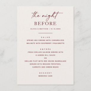 Soft Ivory Rehearsal Dinner Elegant Wedding Menu