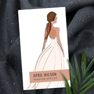 SOFT IVORY WHITE RUST WEDDING GOWN BRIDAL DRESS BUSINESS CARD