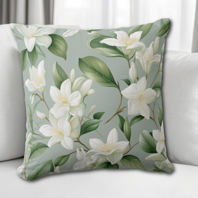 Soft Jasmine Floral Elegance Accent Cushion (Creator Uploaded)