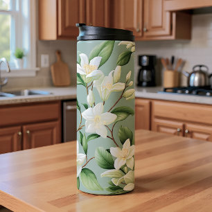 Soft Jasmine Floral Elegance Thermal Tumbler