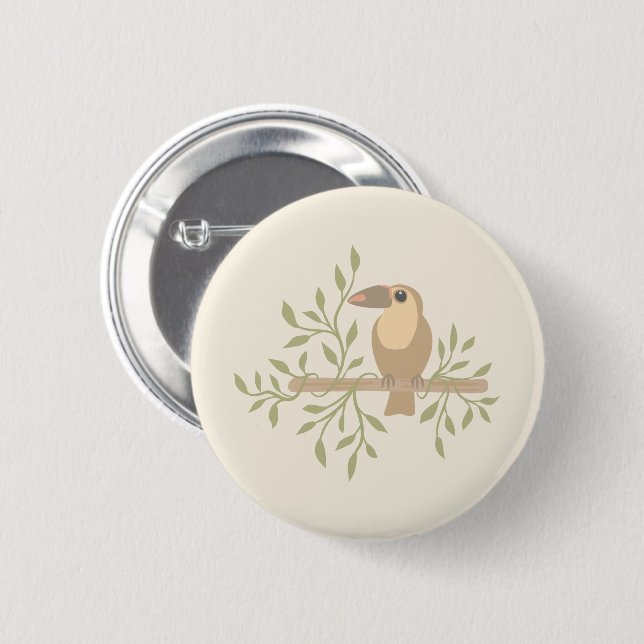  Soft Jungle Frogs & Birds 6 Cm Round Badge (Front & Back)