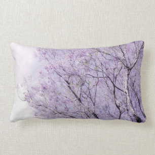 Soft Lavender Floral Branches Lumbar Cushion